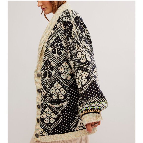 NWT FREE PEOPLE Sasha Cardigan / Onyx Blossom Combo SIZE LARGE ⭕️PRICE IS FIRM⭕️ - Picture 3 of 6